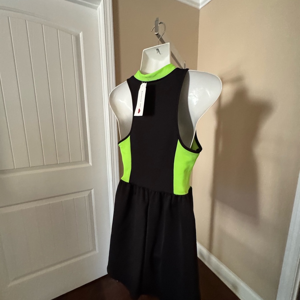 One Clothing Black and Neon Green Mini Dress - Picture 3 of 7